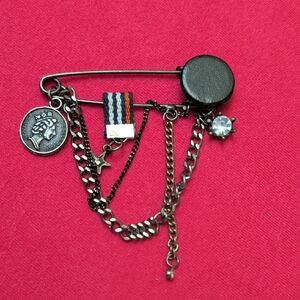 Vintage Style Safety Pin Brooch with Charms